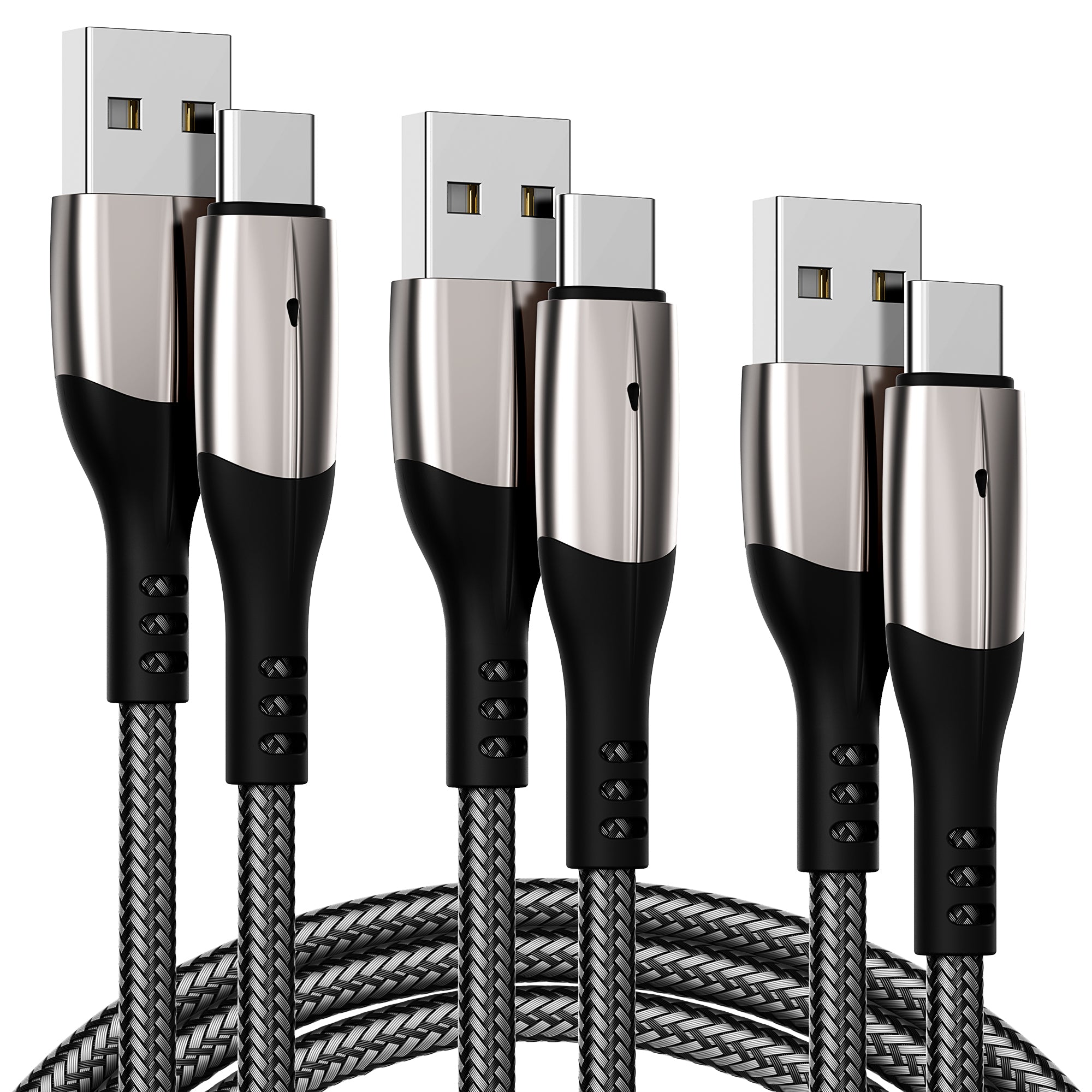 GUSGU USB A to C Charging Cable [3-Pack, 6ft] 60W Nylon Braided USB-C Charger Cable