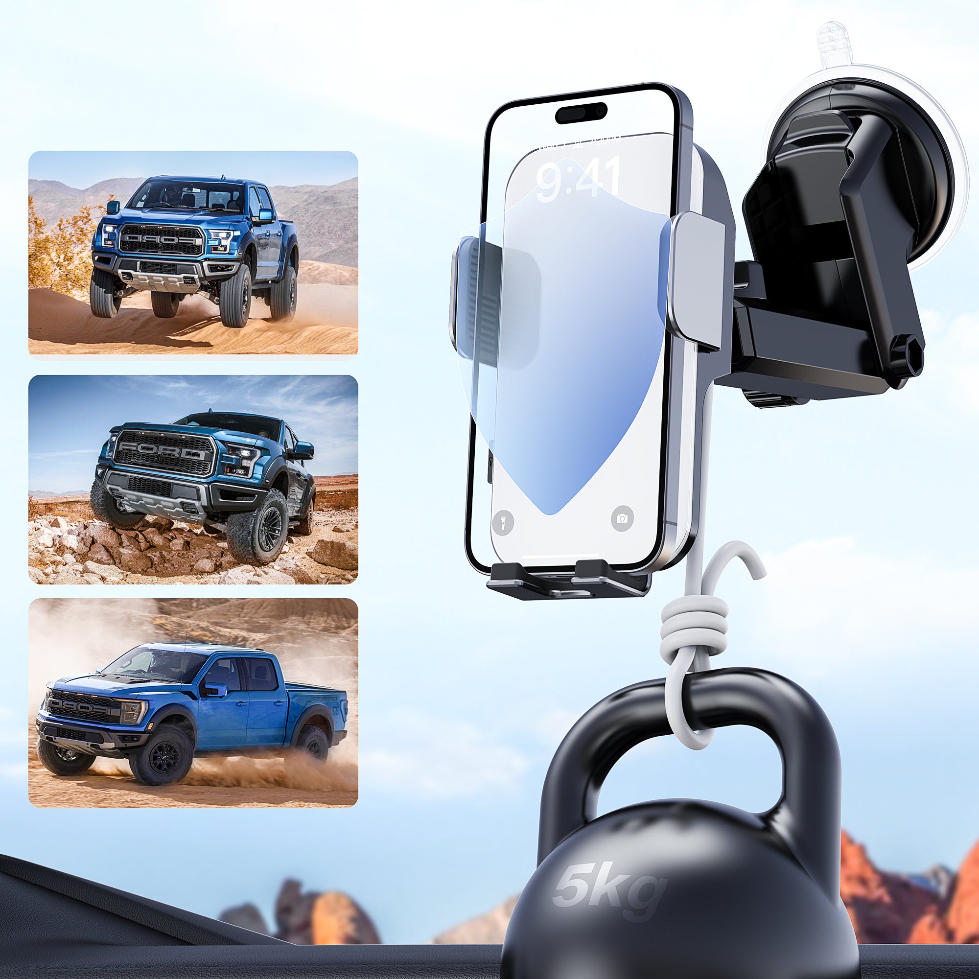 GUSGU Car Phone Holder, Windshield, Dashboard, Vent, 3in1 Automatic Phone Mount for car