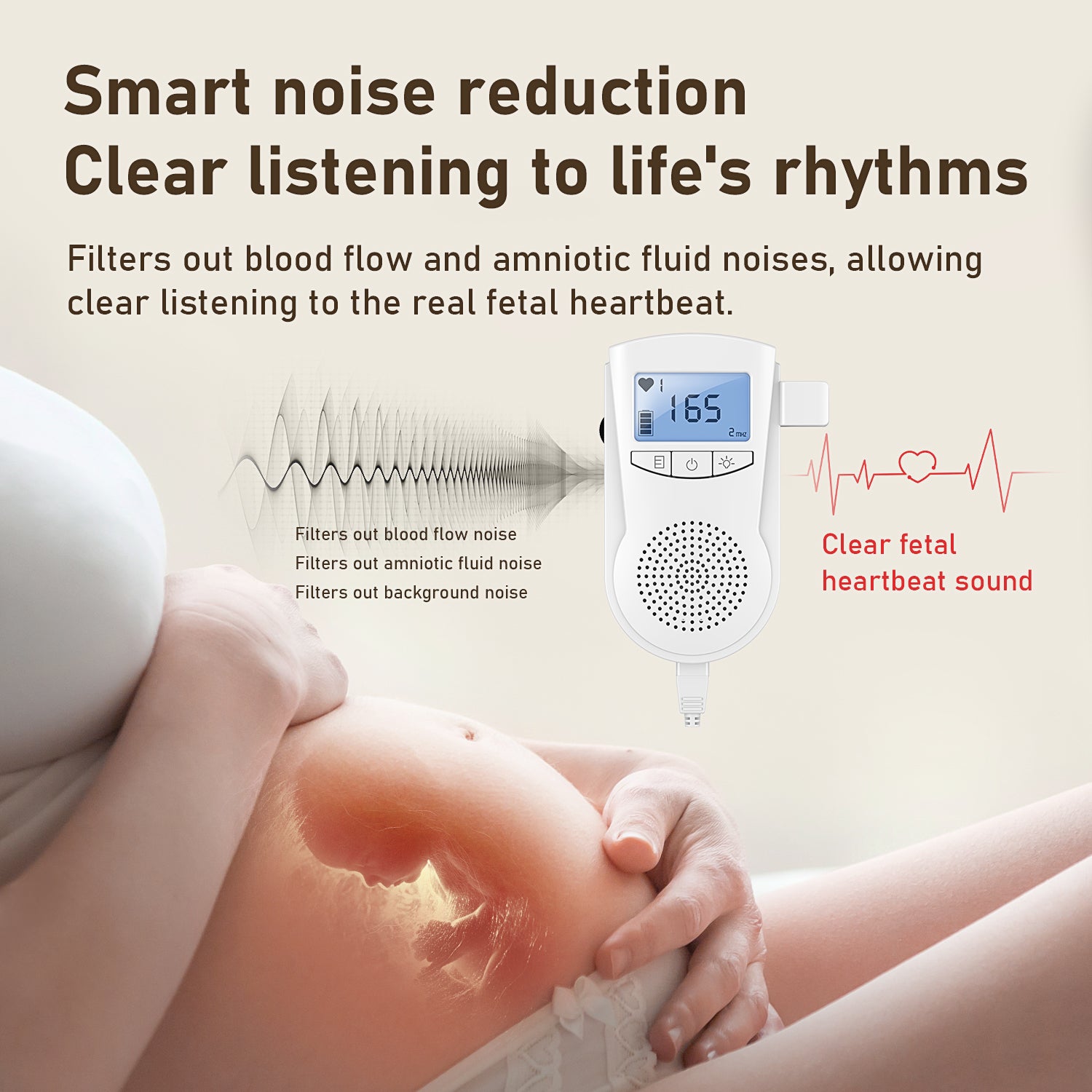 GUSGU Baby Doppler Fetal Heartbeat Monitor with Travel Case, Easy to Use