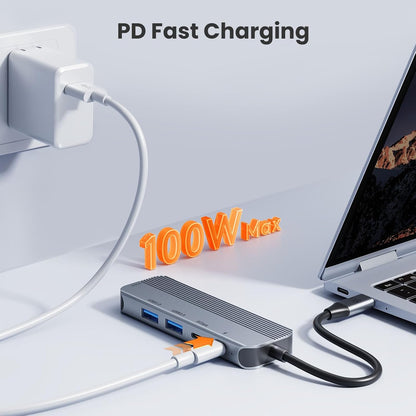 GUSGU USB C Hub with 4K HDMI (5-in-1 Gray), 2*USB 3.0, 5Gbps Type C Port, PD Charging 100W