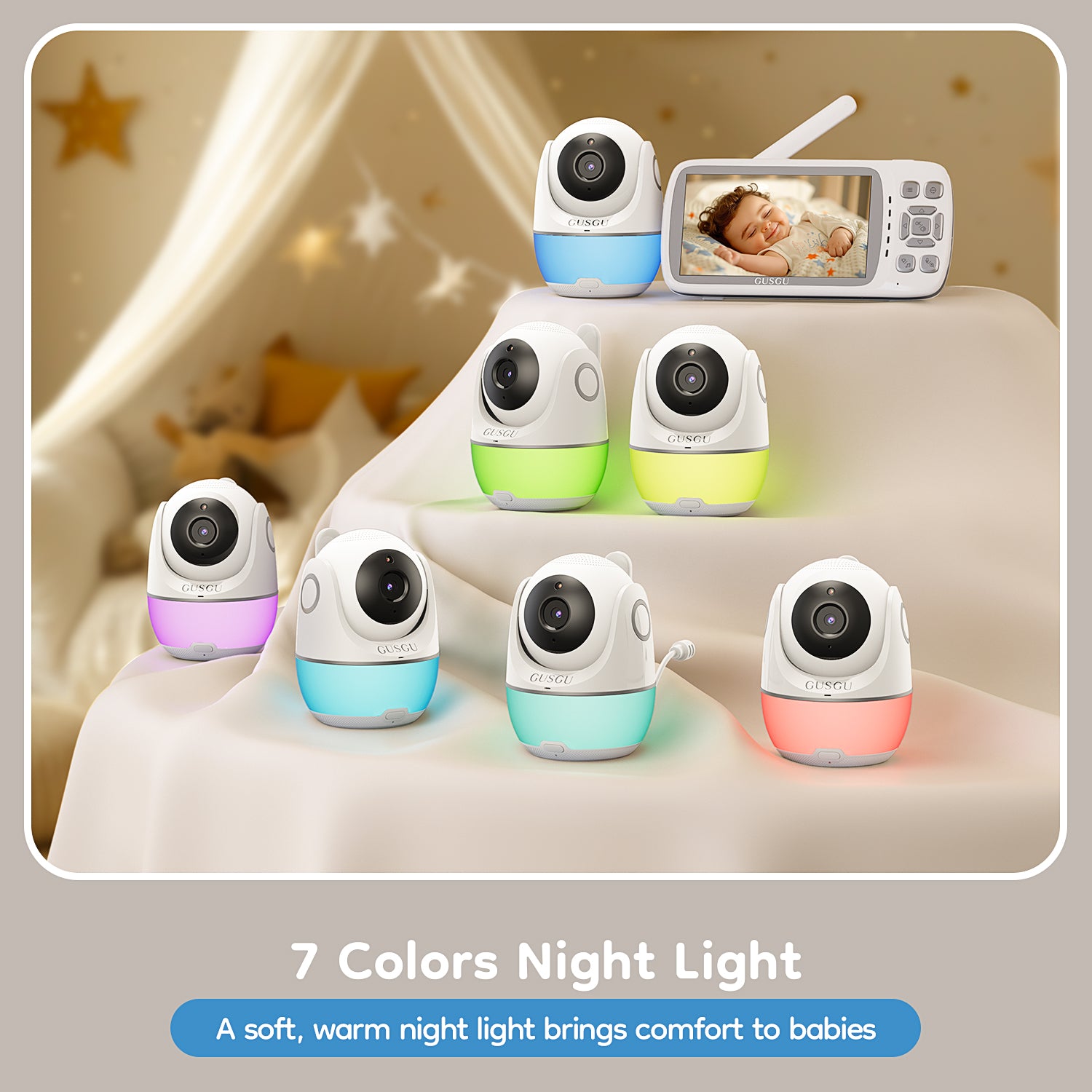 GUSGU Long Range Baby Monitor 2000ft, Noise Cancellation, 1080P