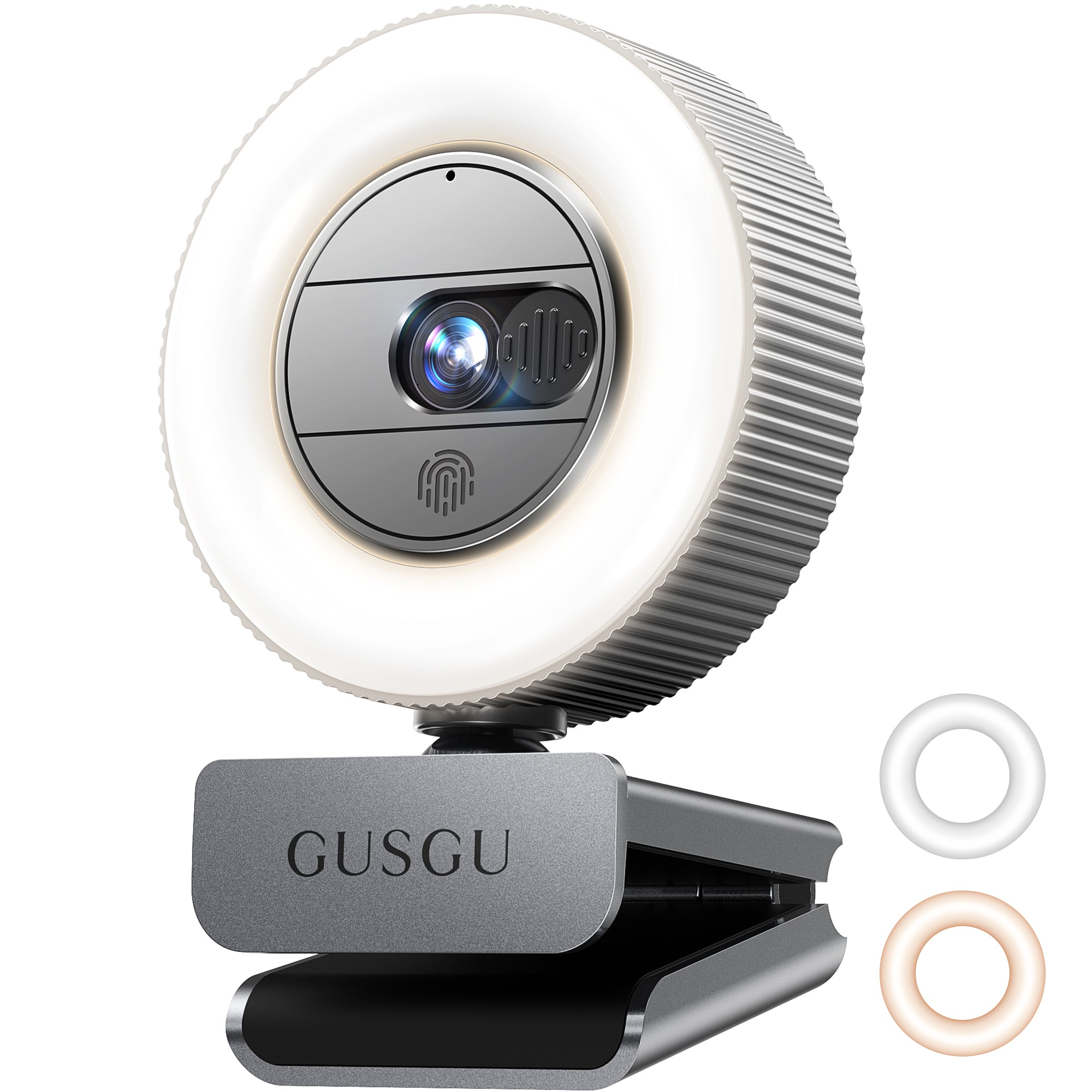 GUSGU Radiant G910 2K QHD Webcam with Privacy Cover and Ring Light